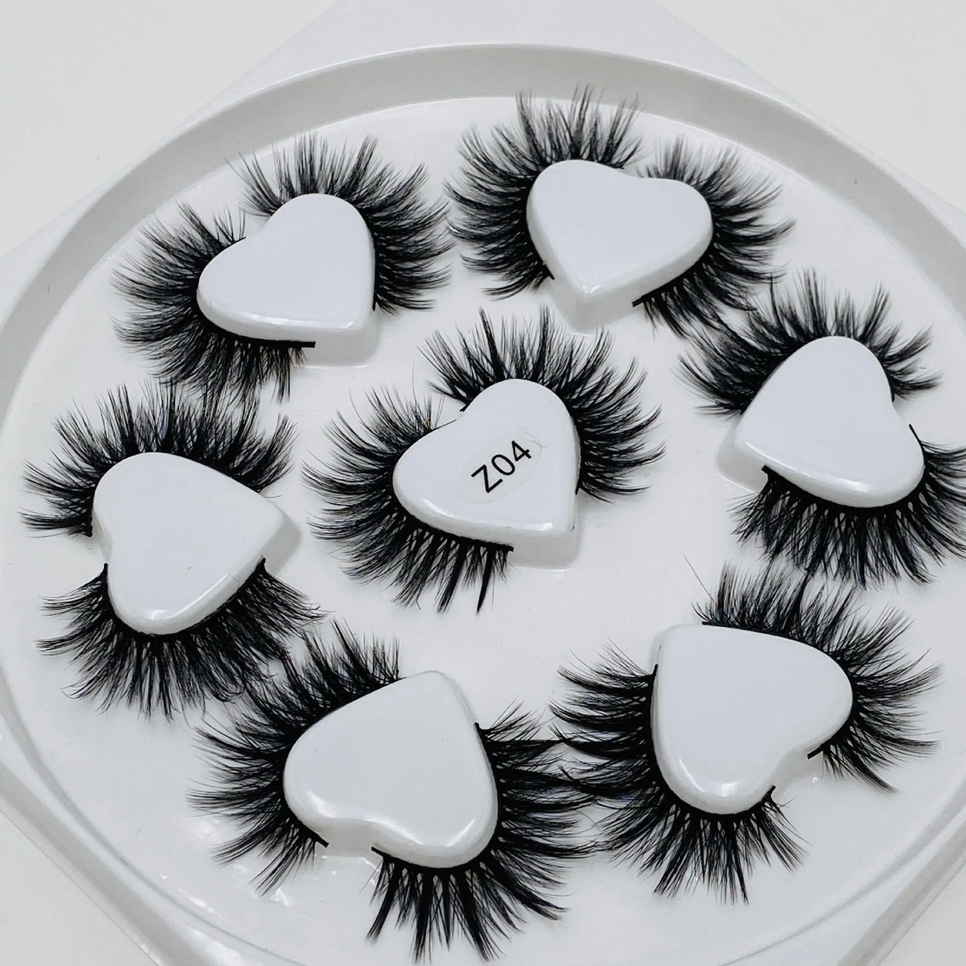 

7 pairs wholesale vendor 10 mm heart lash box laser book holographic eyelash packaging faux mink eyelashes, Natural black