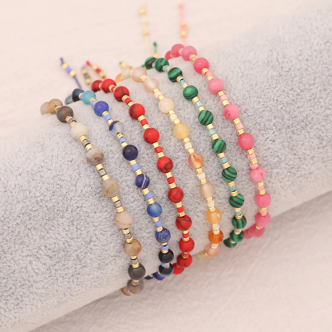 

Bohemian hand jewelry handmade sead beaded fashion jewelry nature stone bracelet