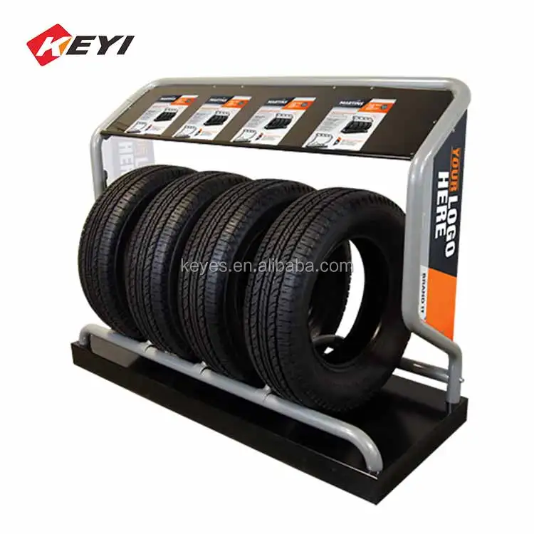 Wholesale Custom Black Powder Coated Metal Mobile Tire Rack Display