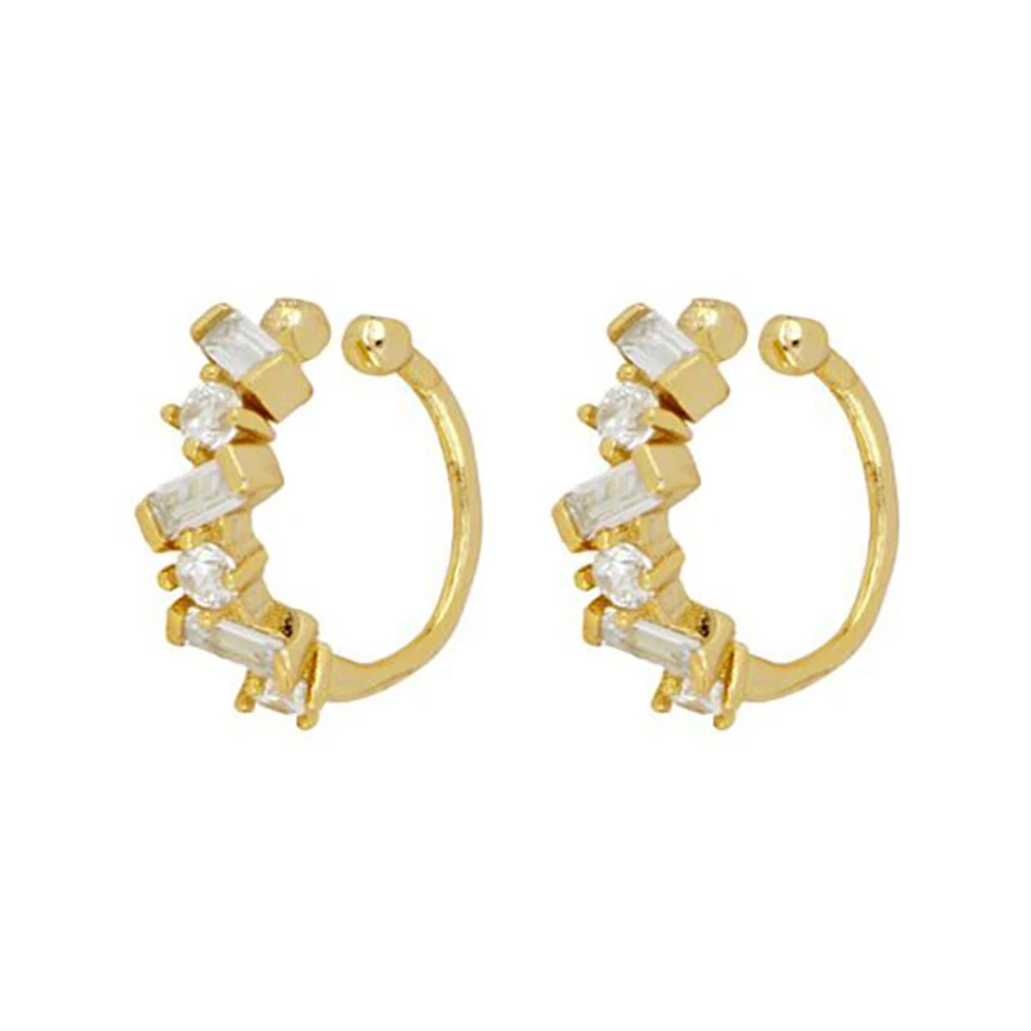 

Silver Earrings Jewelry Wholesale 925 Sterling Silver 18k Gold Plated Multi Cubic Zircon Ear Cuff Earrings