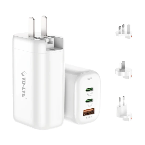 

UK EU US AU PLUG USB C TYPE C 65W GAN QUICK Charger travel wall fast laptop tablet phone mobile fast charger for iphone 12, White