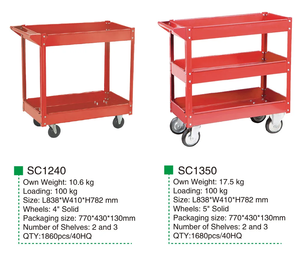 2 3 Tier Shelf Layer Drawer Steel Metal Workshop Garage Mechanic Tools ...