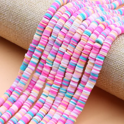 

Wholesale colorful rainbow bohemia styles polymer soft clay beads accessories, Mutilcolor