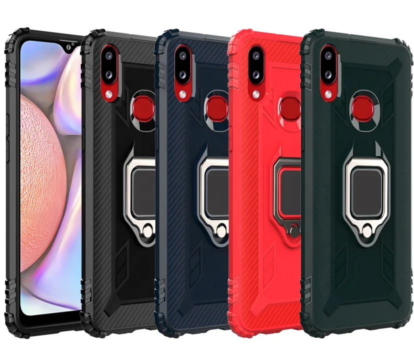 

Carbon fiber finger ring holder TPU mobile phone case For Samsung galaxy A10S, Multi-color, can be customized