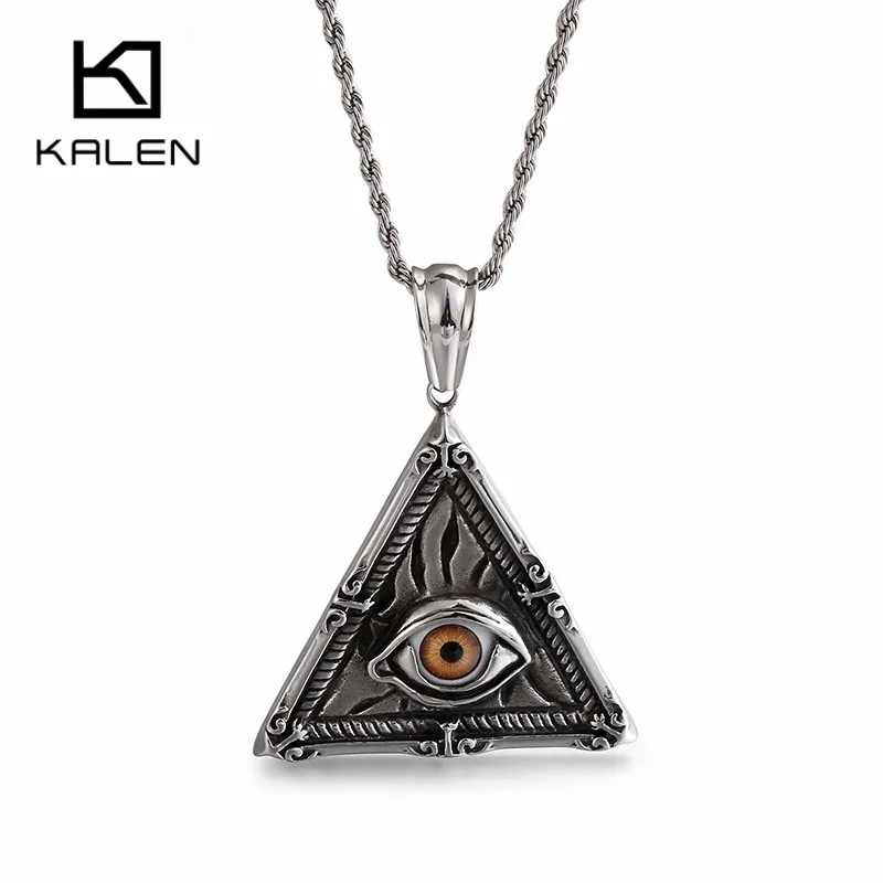 

KALEN Stainless Steel Triangle Horus Eye Pendant For Men