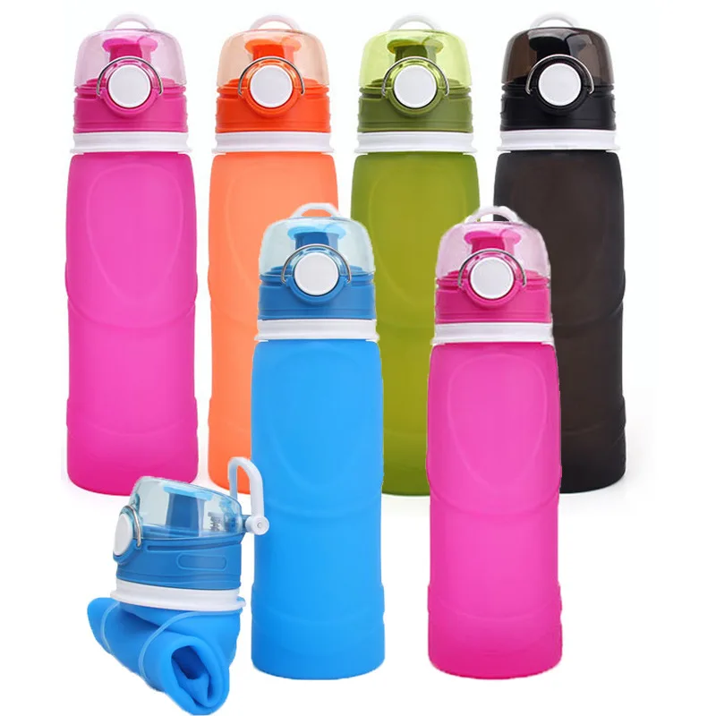 

Sports Bottle Portable Leak-proof Collapsible Silicone Rubber Sports Water Bottle, Pink,orange,pink,green,black