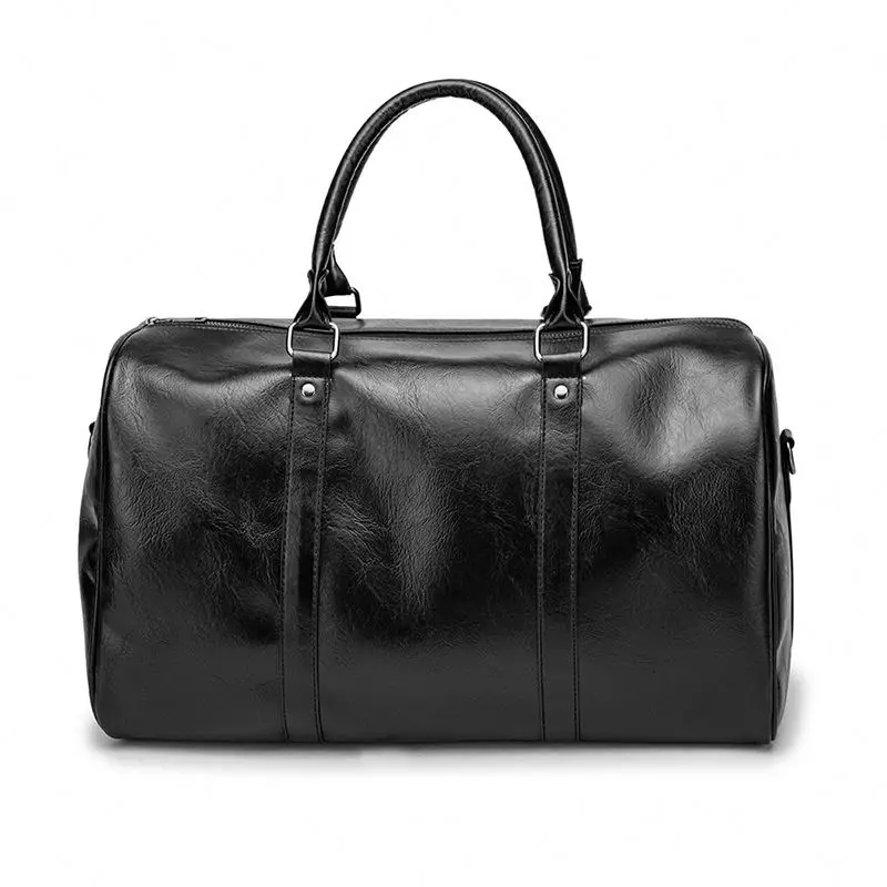 

Pu Leather Duffle Bag Travel Bag For Men, Black/customized