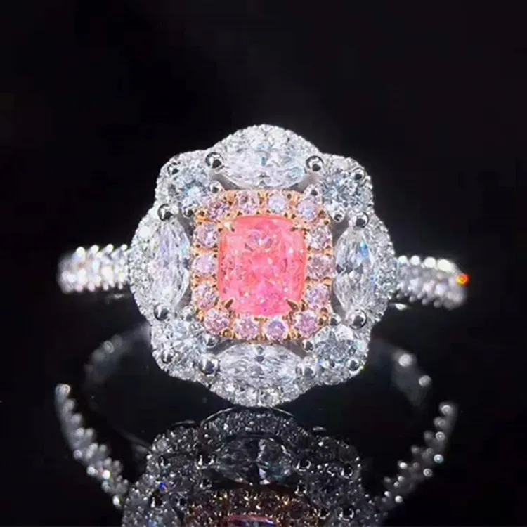 

luxury wedding diamond jewelry 18k gold 0.26ct GIA natural I2 faint pink diamond ring for women