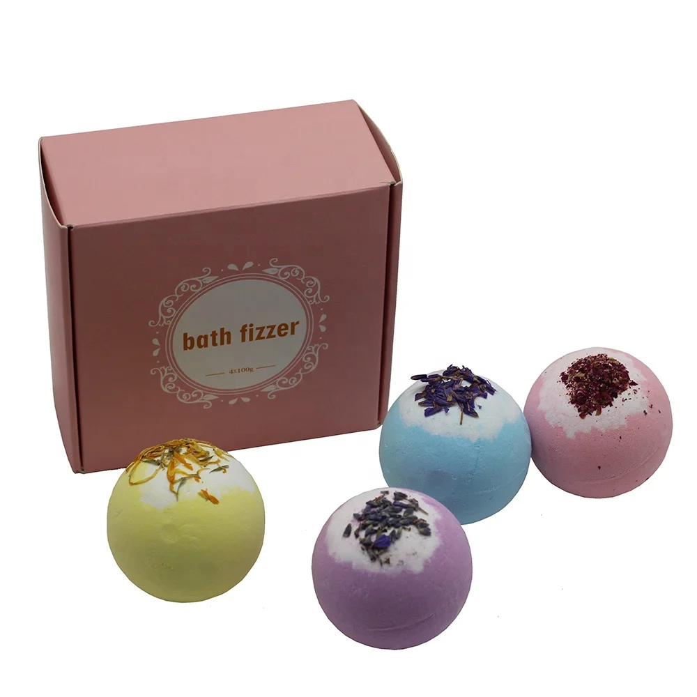 

4 Organic & Natural Dried Flowers Bath Bombs With Relaxing Diffuser Oil Beauty Gifts Set for Families and Friends