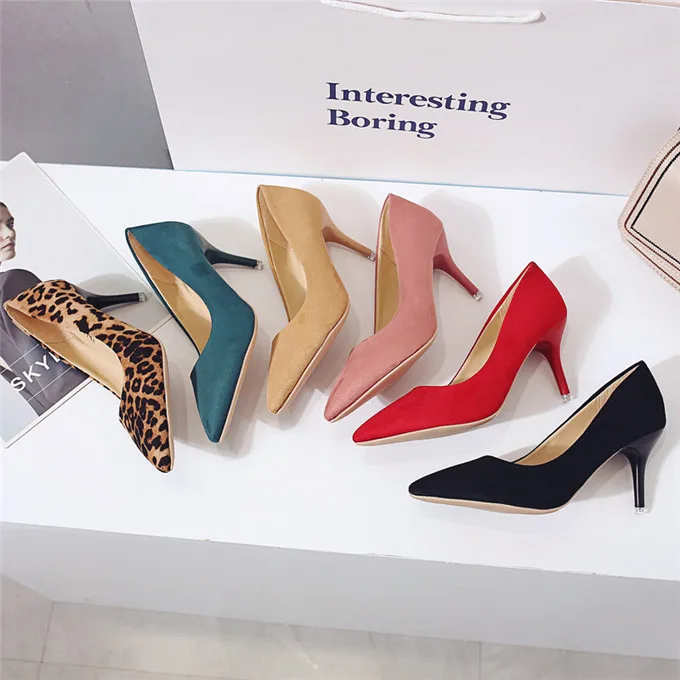 

Hot selling wholesale pointed toe microfiber ladies pumps women stiletto high heel shoes