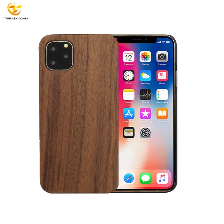 

2021 For iPhone 11 Pro Max Custom Hard PC Walnut Real Wood Mobile Phone Cover