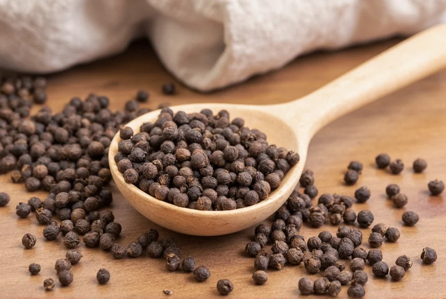 Chef's hand grinding fresh black peppercorns into skillet with vegetables