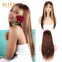 

Bliss Emerald 13x4 Lace Frontal Brown Human Hair Wigs P4-27 Straight Brazilian Hair Wigs Perruque Cheveux Humain