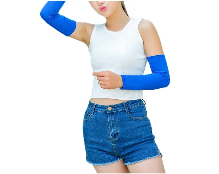 

Factory Direct Oem High Quality Anti-UV Arm Sunscreen Silk Sleeves for outdoor sports, Yellow, blue, purple, black, white, rose, light grey, light blue, pink