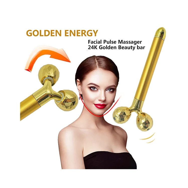 

Skin tightening uplift massaging rolling electric roller custom facial massage japan beauty instrument 2021 face massager device, Gold/black