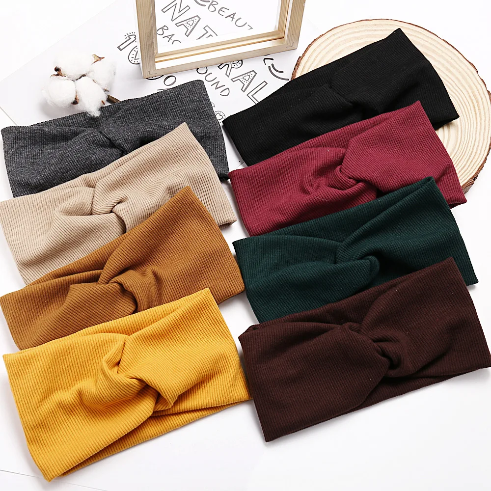 

Wholesale Wide Multiple Colors Soft Cotton Yoga Sports Headband Accessories for Women, Colorful