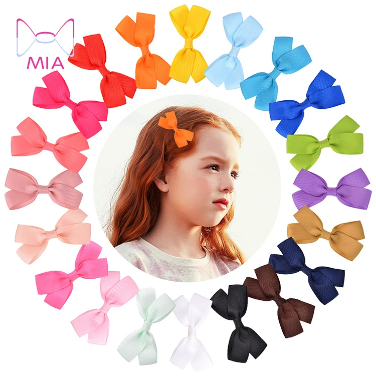 

MIA Free Shipping Children's hair accessories handmade ribbon bow hairpin 20 solid color baby baby girls bangs clip 326