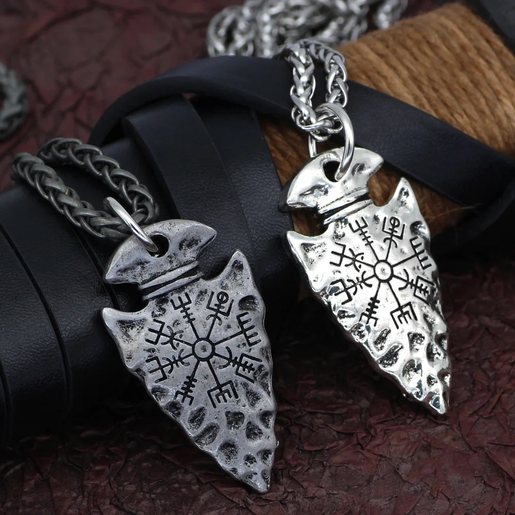 

Vintage Nordic Viking Jewelry Compass Pendant Rune Necklace for Women Man