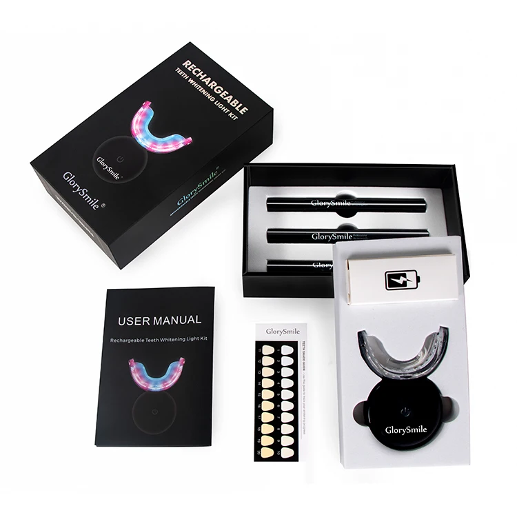 

2021 Beauty Smile Rechargeable Teeth Whitening Kits Red Blue LED Light Private Label Home Use Kit