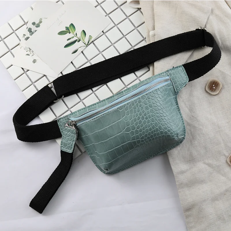 

2021 Newest Fashion Fanny Woman Waist Bag Trending Girls Sports Small Crocodile Pattern Vegan Leather Beltbags, Customized color