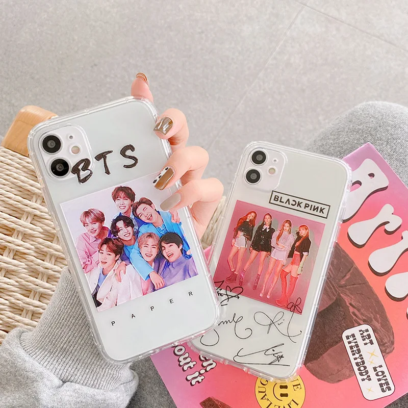 

Fashionable Bts Boys Soft Silicone Pink Clear Mobile Cover Phone Case for iPhone Xs max Xr