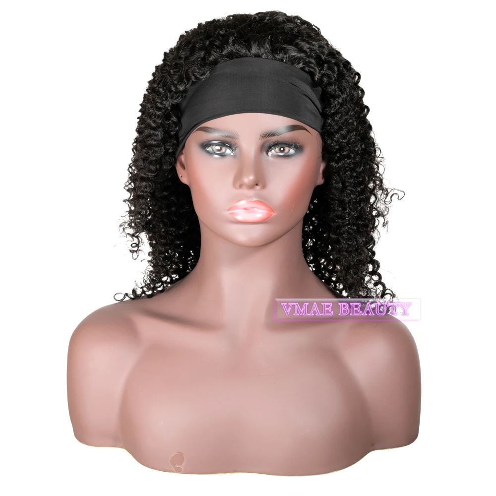 

Wholesale Cuticle Aligned Remy Virgin Headband wigs Curly Human Hair 180% High Density Non Lace Machine Made Wig