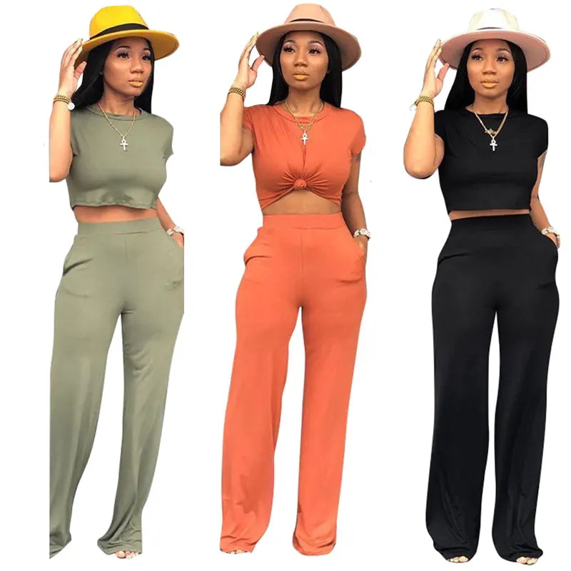 

Crop Top Jumpsuit Casual Two Piece Set Women Clothing Ready To Ship