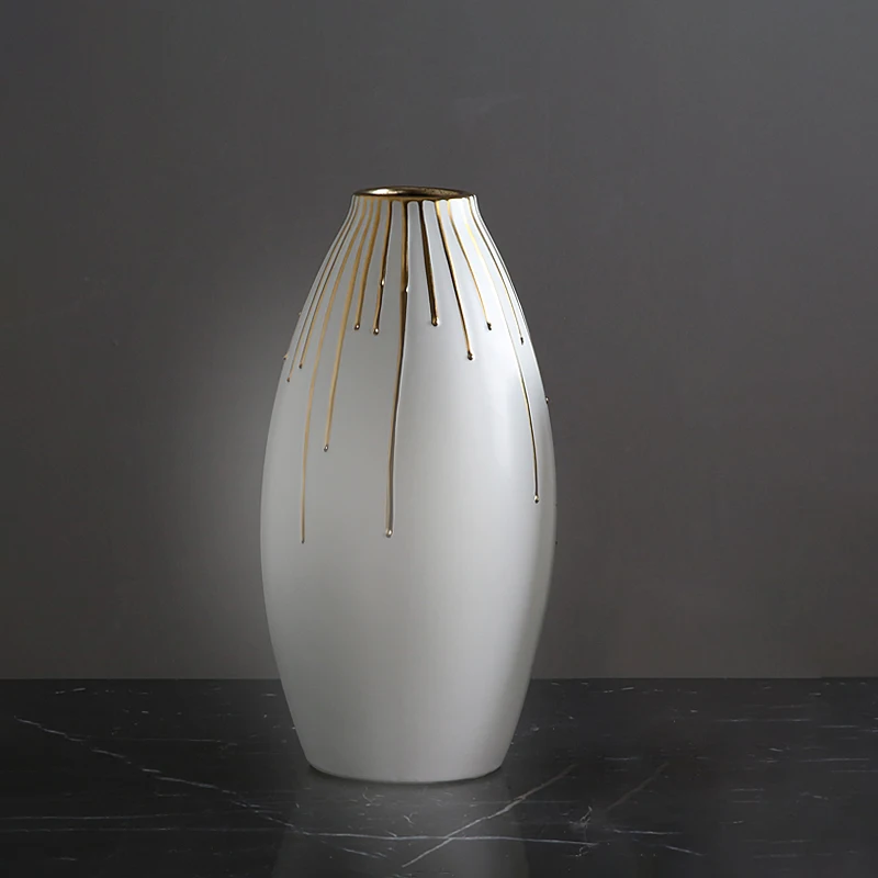 

Wholesale Modern Luxury Home Decor Accessories Gold and White Vase Ceramic, Gold & white
