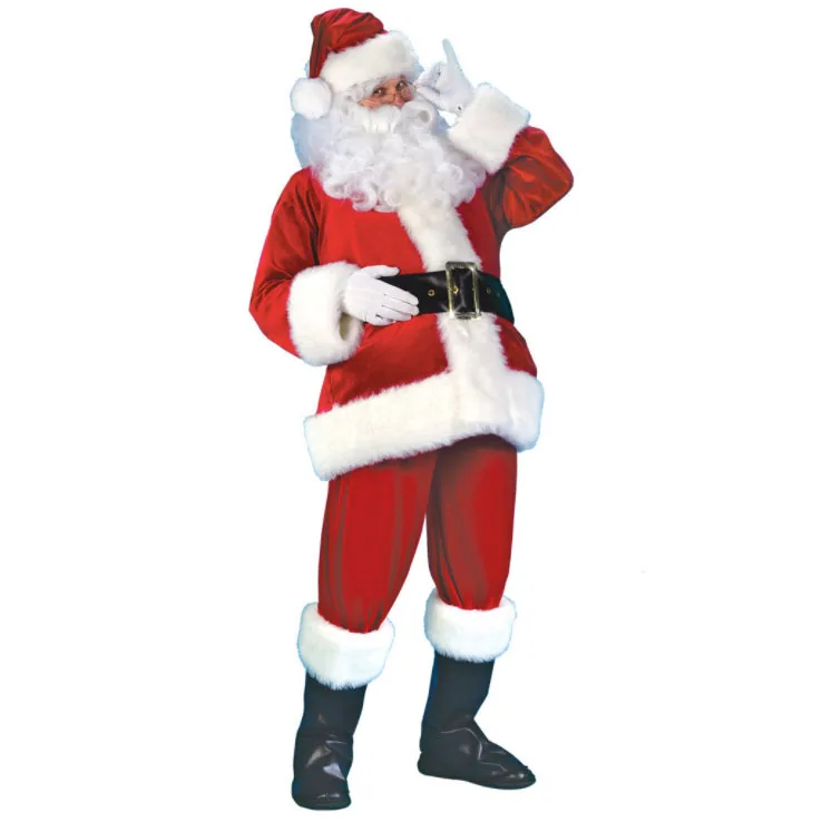 

Ecoparty Christmas Santa Claus Costume Cosplay Santa Claus Clothes Fancy Dress In Christmas Men 5pcs/lot Costume Suit For Adults, As show