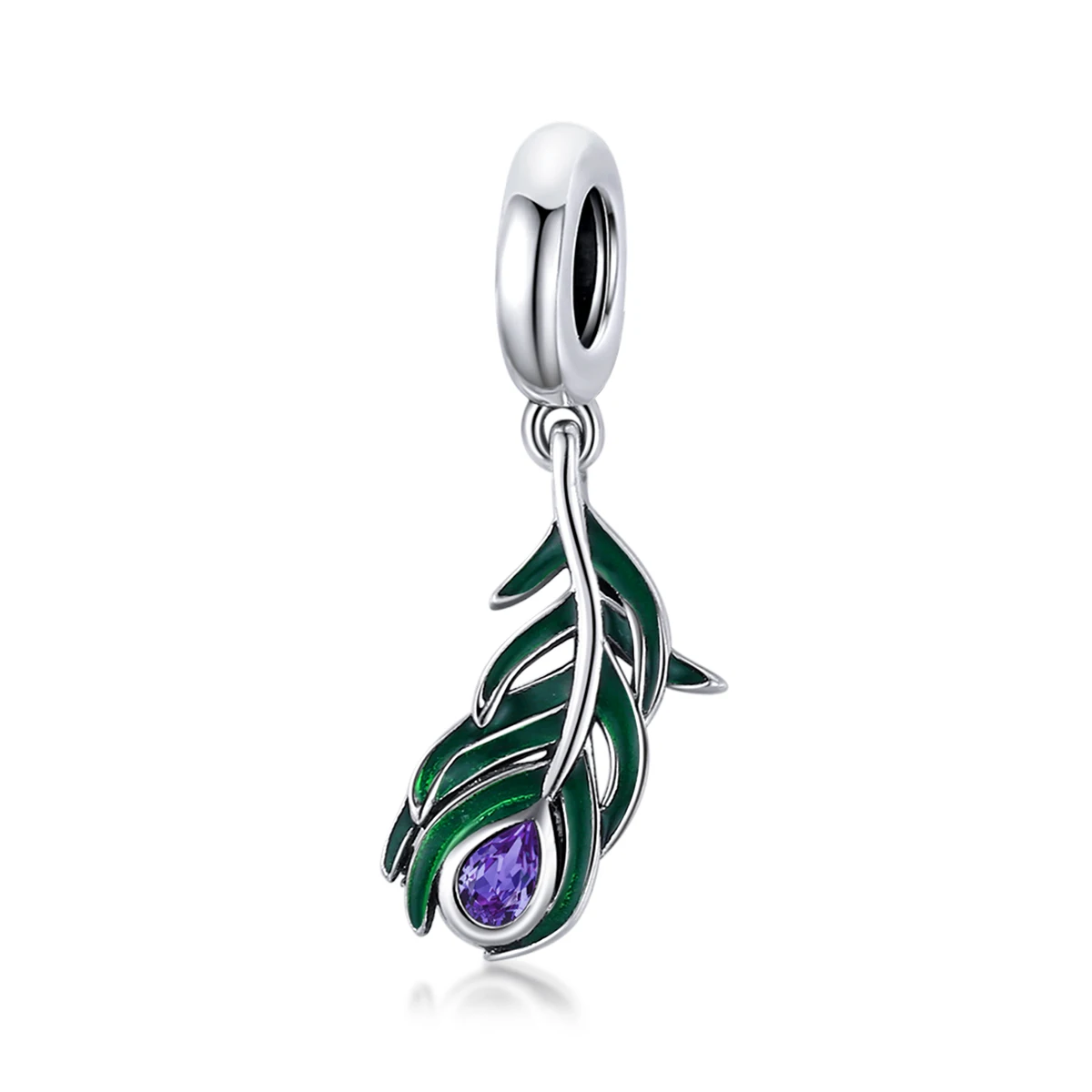

Customised 925 Sterling Silver Peacock Feather Charm Pendant For Bracelet Making