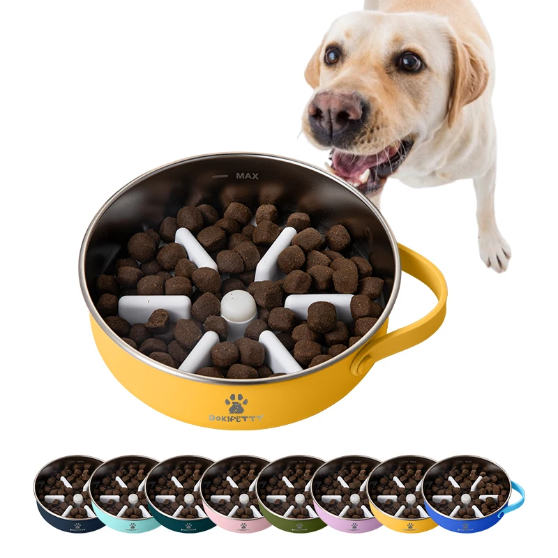 

Wholesale Custom Portable stainless steel Silicone Pet Feeding Food Water Bowl Slow Feeder Dog Bowls