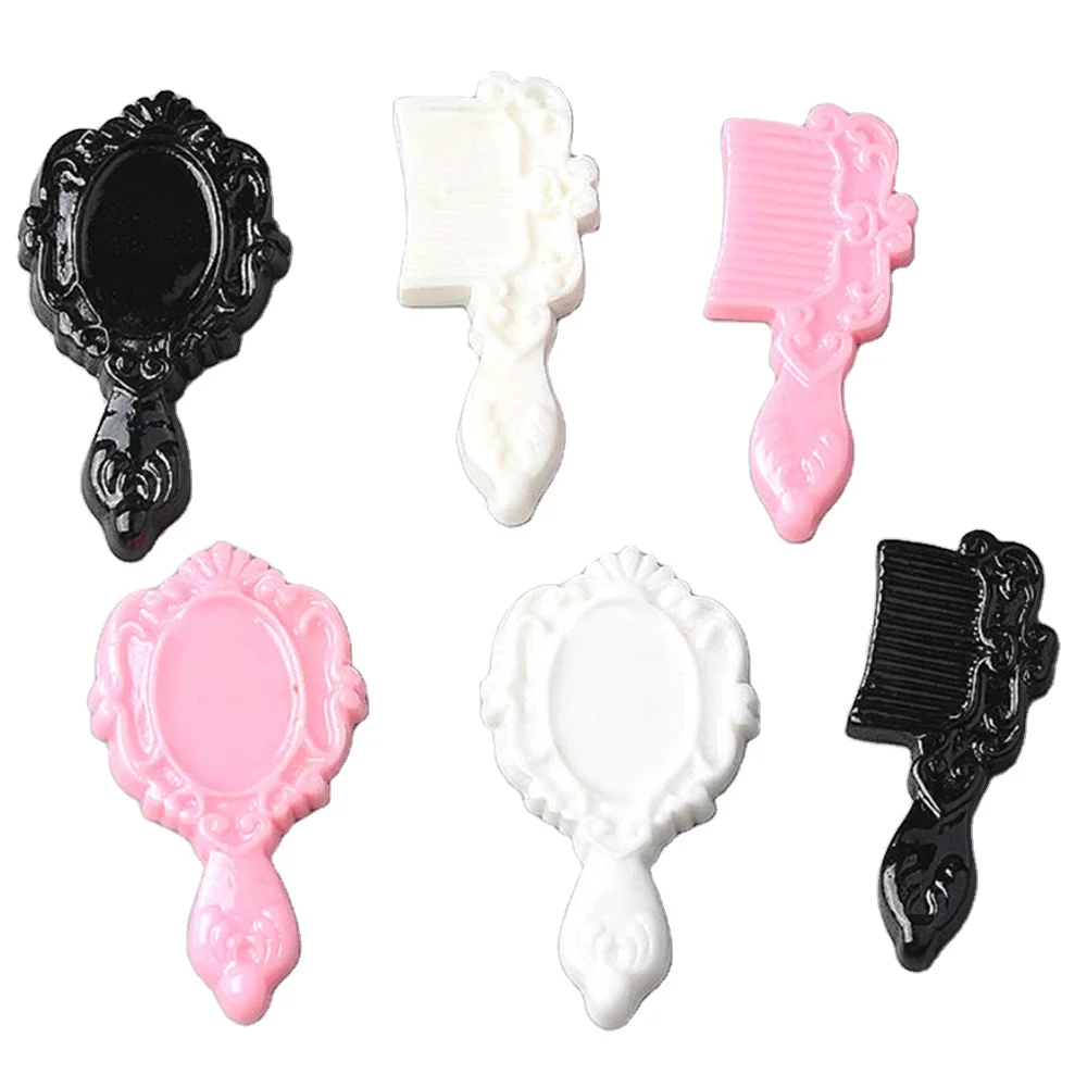 

wholesale cheap price makeup theme mirror comb design fashion resin cabochon set for diy scrapbooking