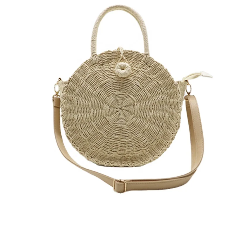 

Fashion summer Simple ladies round beach straw bag all-match strap shoulder handbag, Customizable