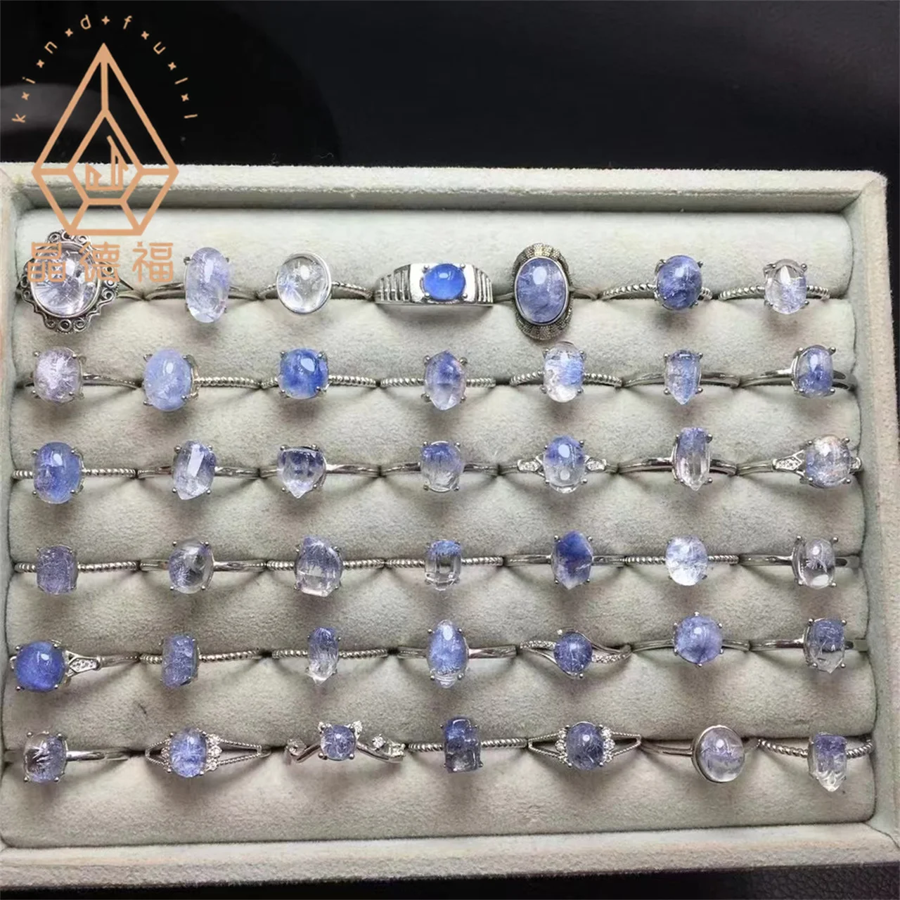 Dumortierite Natural Crystal 925 Silver Healing Stone Dumortierite Rings for Decoration