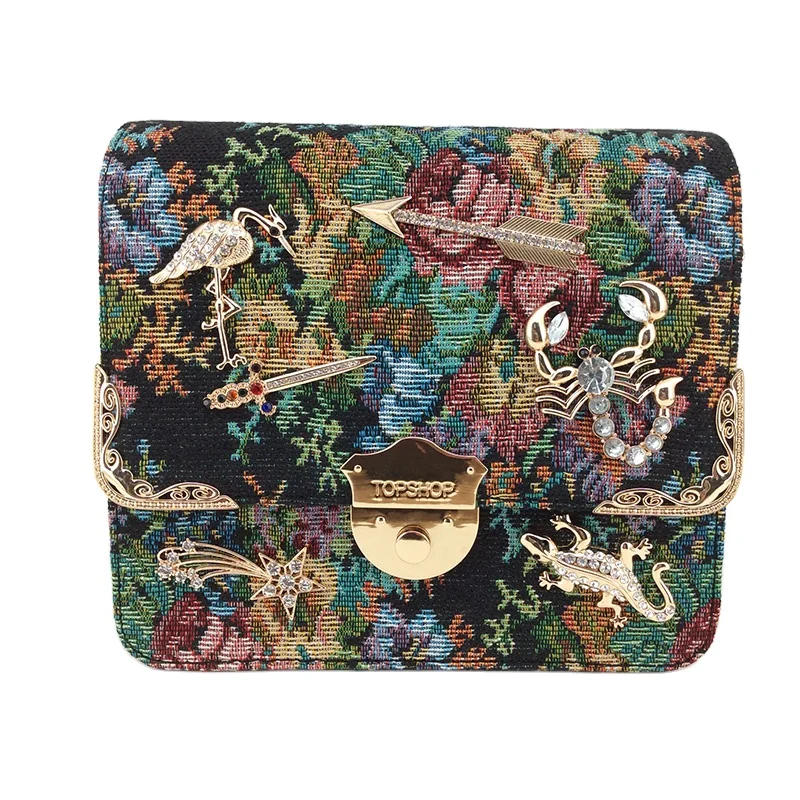 

Fashion Animal Accessories Women Vintage Shoulder Bag printing Ladies Pu Leather Travel Messenger Crossbody Hand Bags, Black