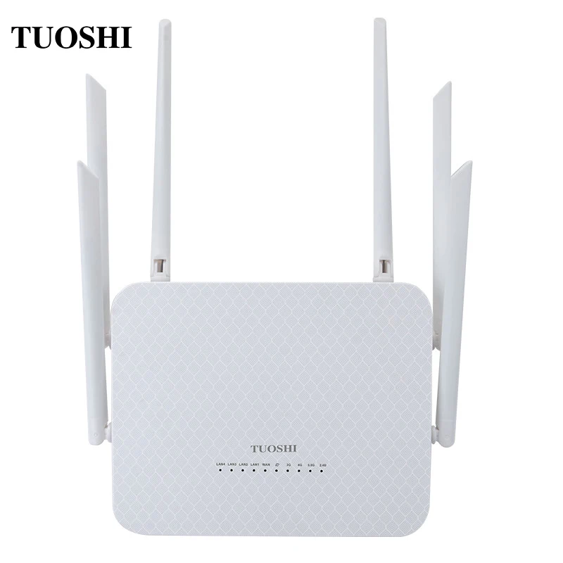 

TUOSHI High speed dual band 5GHz 2.4HZ 4g lte cpe wireless WiFi router 6 antenna with sim card slot
