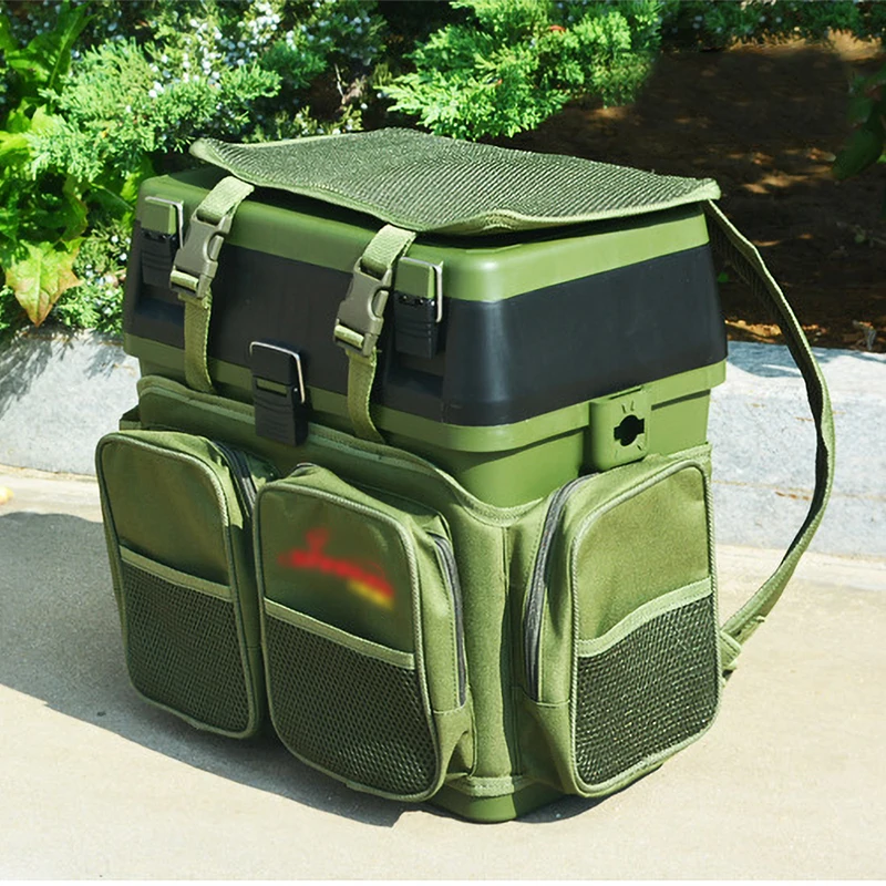 

New Green Plastic Fishing Tackle Seat Box Bag, 4colors