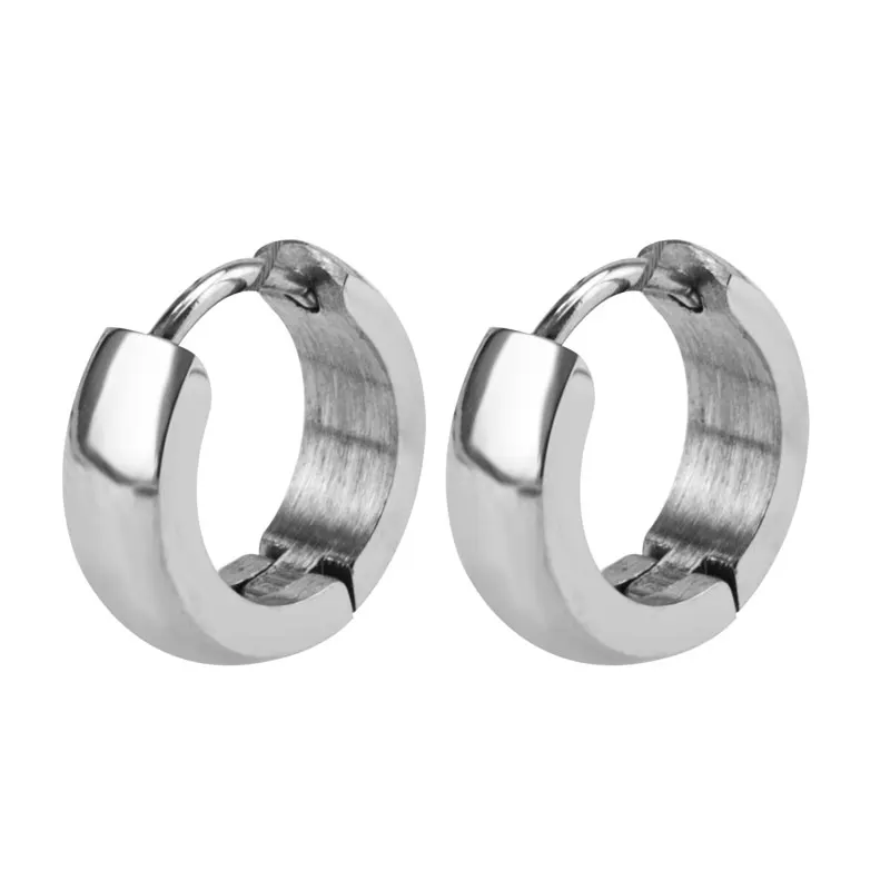 

China Wholesale Direct Sale Pendientes De Acero Inoxidable High Polish Silver Round Huggie ESarrings