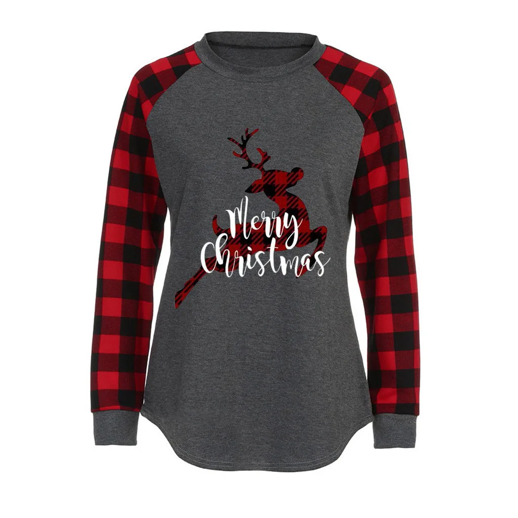 

Womens Long Sleeve Tunic Tops Sweatshirt Plaid Print Blouses T-Shirt Tees Casual Loose Tunic Pullovers, 19 colors
