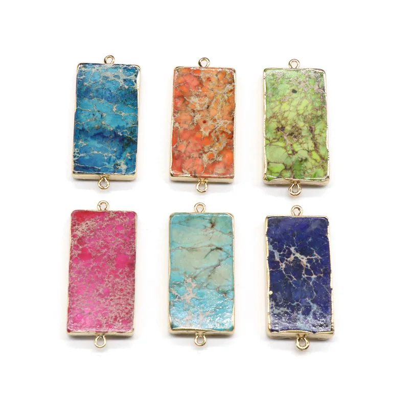 

Double Two Hole Jewelry Women Wholesale Power Rectangle Natural Stone Jewelry Necklace Pendant For Necklace