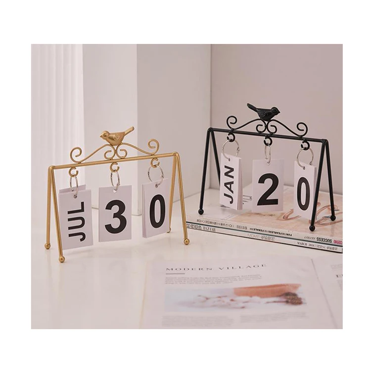 

Modern Home Decoration Table Decor Swing Rack Bird Stand Changeable Flip Over Frame Desk Calendar