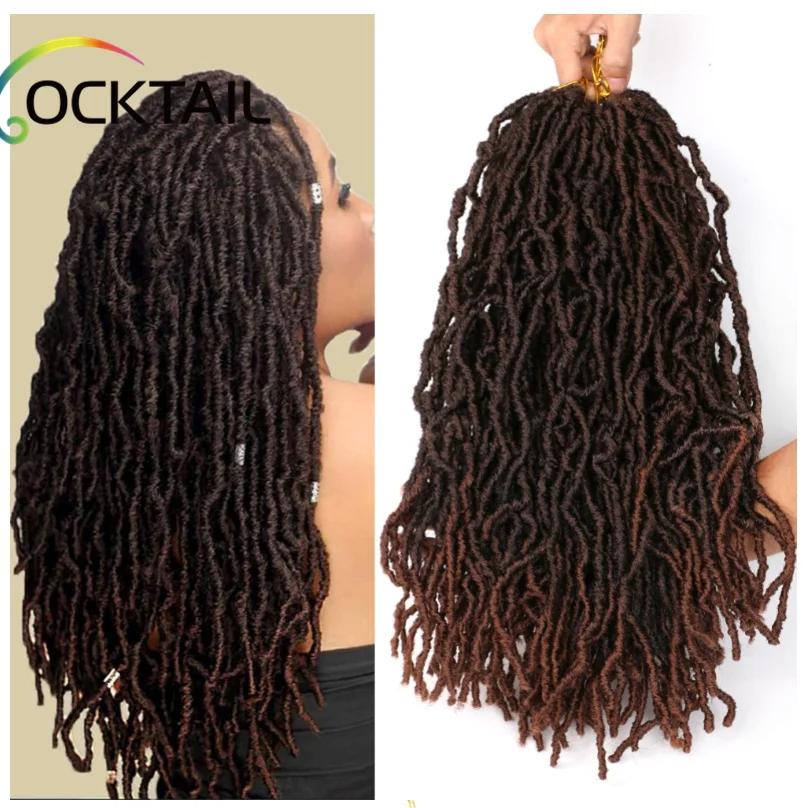 

cheap Bobbi boss Nu Locs Synthetic Hair Crochet Braids Natural Curly Dreadlocks Hair Black Dark Brown Long Nu Locs 18 inch