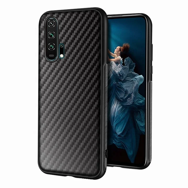 

Mobile Shell Supplier Carbon Fibre Pattern TPU Rubber Phone Case Back Cover for Huawei Honor 20 Pro X10 30 Play 4T 30S 9A Prime