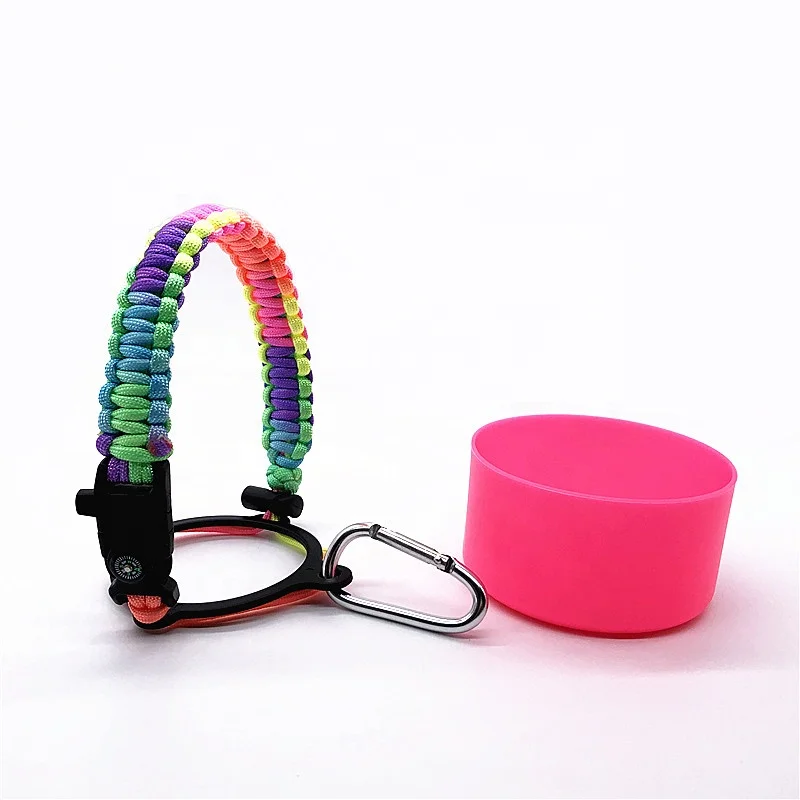 

Free shipping  silicone sleeve and paracord water bottle handle set for outdoor hiking