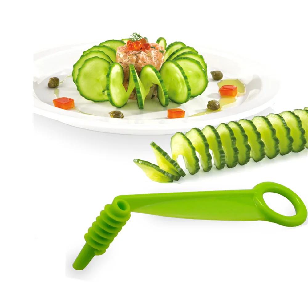

Potato Carrot Cucumber Vegetables Spiral Knife Plastic PP Manual Spiral Screw Slicer Kitchen Tools, As photo