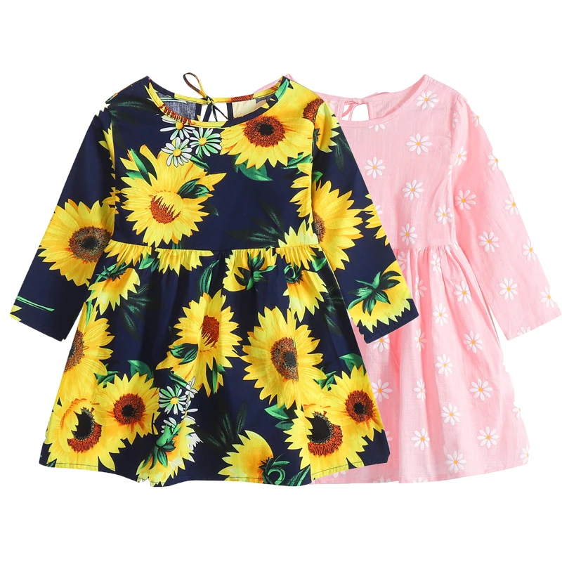 

Pure Cotton Korean Children Casual Clothing Spring Fall Infant Princess Daily Dresses For Little Girls, Blue pink red purple