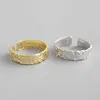 Custom European style Irregular concave-convex gold plated tin foil paper ring Resizable S925 sterling silver finger ring