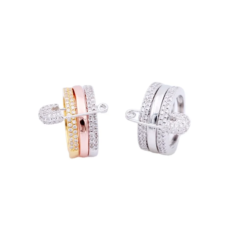 

Rala New personalized fashion safety pin ring zircon ring for women, Picture shows