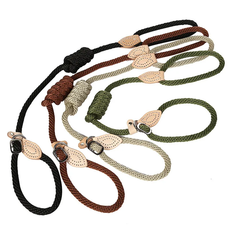 

Wholesale Adjustable Dog Rope Leash, Black, beige, brown, army green