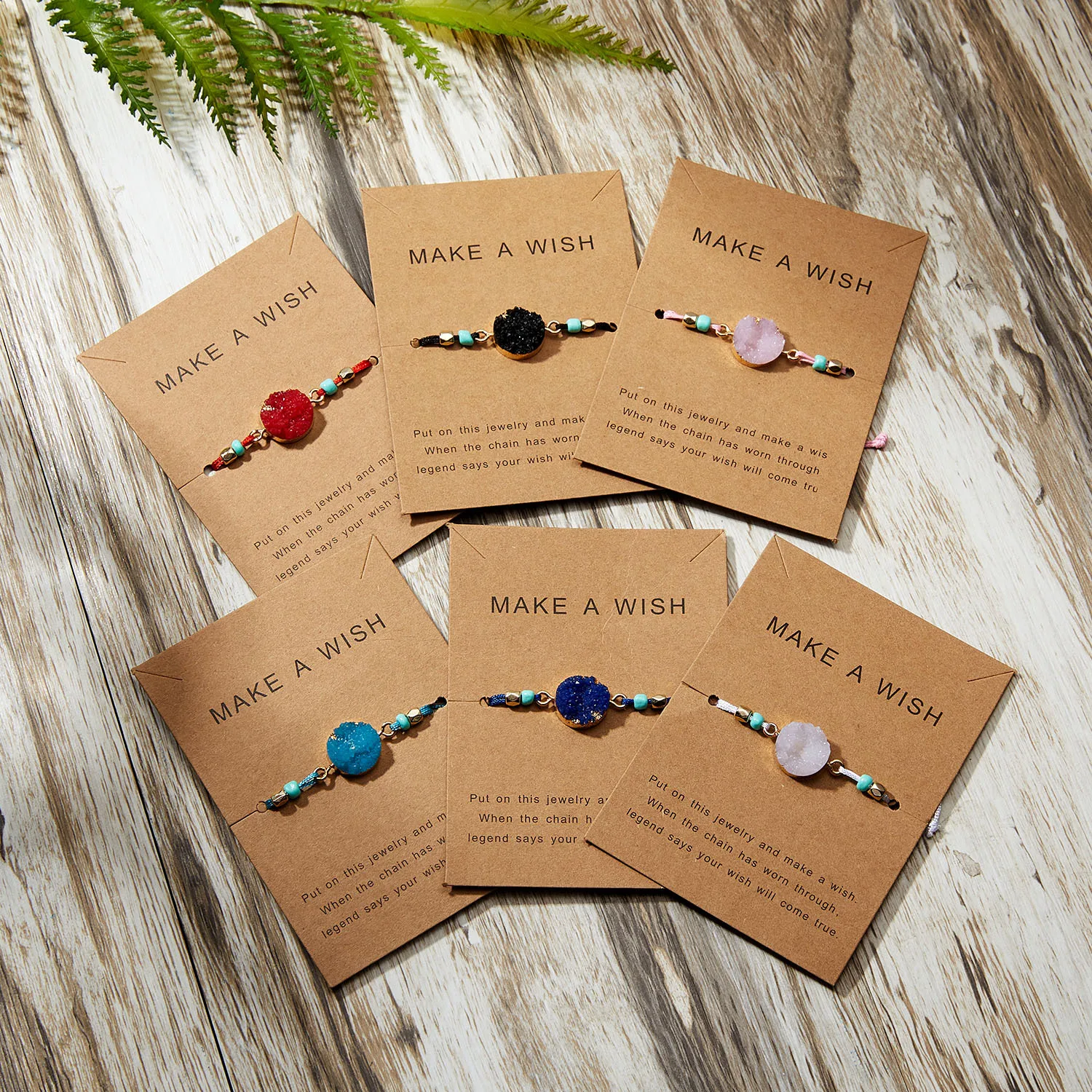 

Hand made Make A Wish Quartz Natural Stone Bracelet Stars Moon  Paper Card Bracelet, Gold